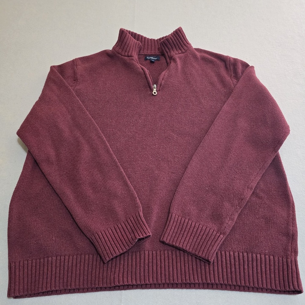 Croft & Barrow Men XXL Burgundy Sweater Quarter Zip Pullover Ribbed Cotton Blend